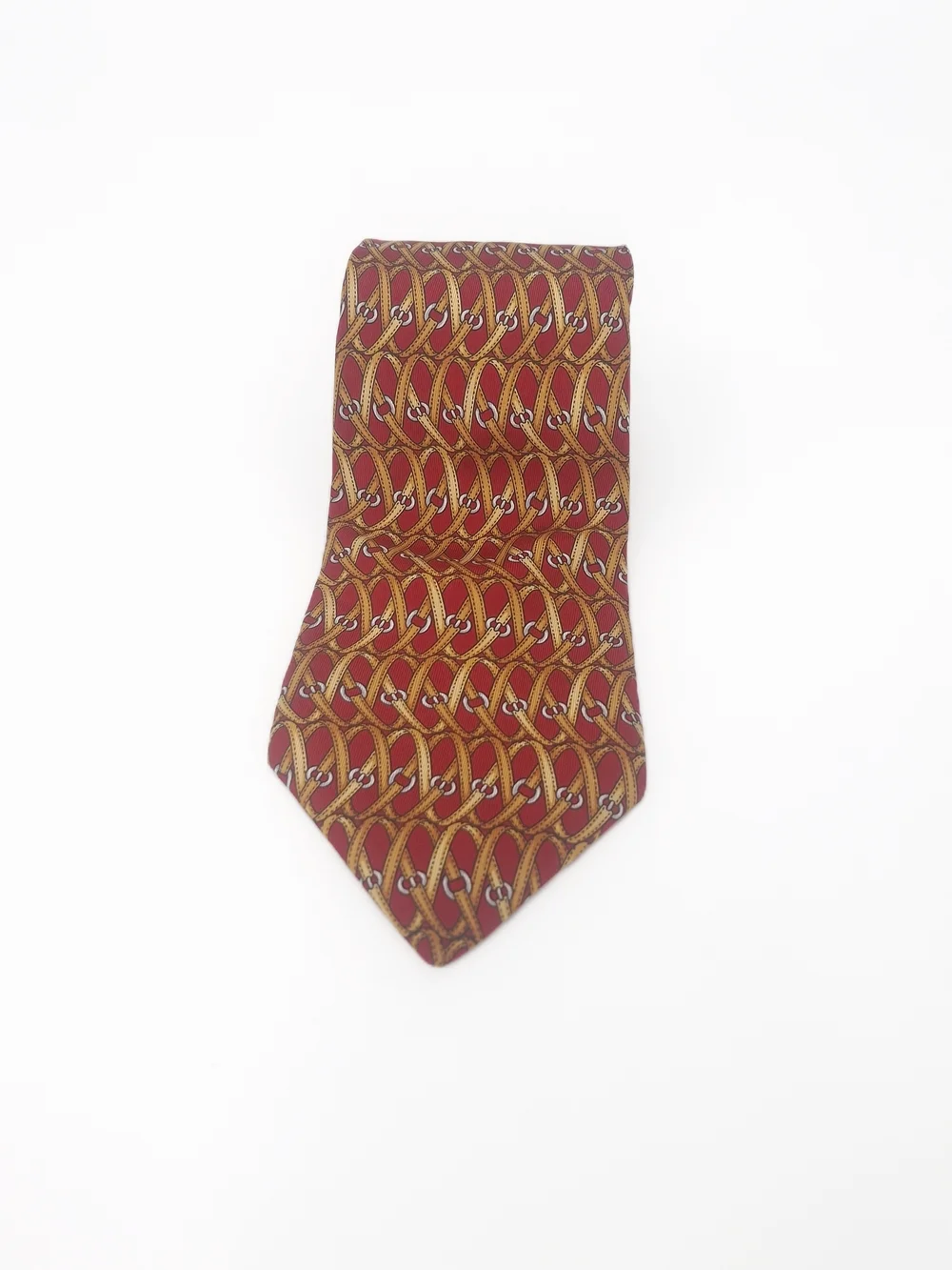 ✨Lancel Paris Vintage Red Silk Equestrian Strap Necktie - Hand Made in France✨